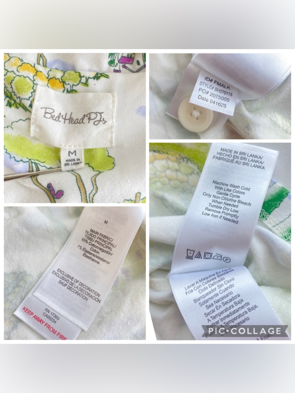 BedHead Pajamas "Wine Country" vineyard Green White Stretch Jersey Cropped MED - Picture 14 of 17